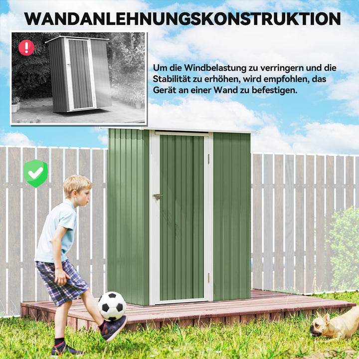 Haveskur med dør udendørs stål grøn 142 x 84 x 189 cm