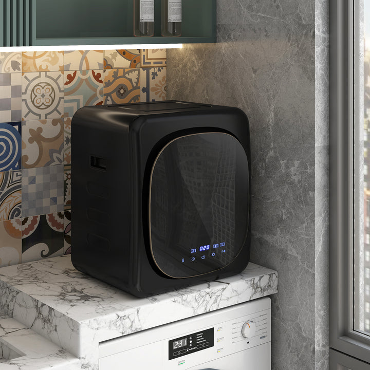 Tørretumbler med uv-desinfektion, kompakt design, 4 kg kapacitet, rustfrit stål, sort