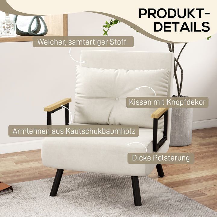 Lænestol i skandinavisk design, loungestol, læsestol. Inkl. hynde med knapsyet kant, cremehvid.