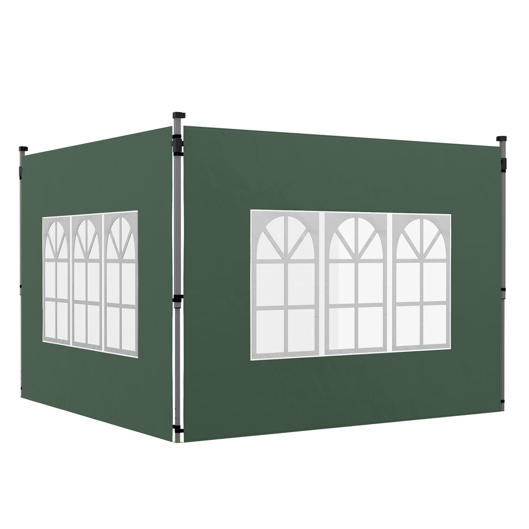 Sæt med 2 sidepaneler til 3x3/3x4 m pavillon, sidevæg med vindue, vandtæt, grøn