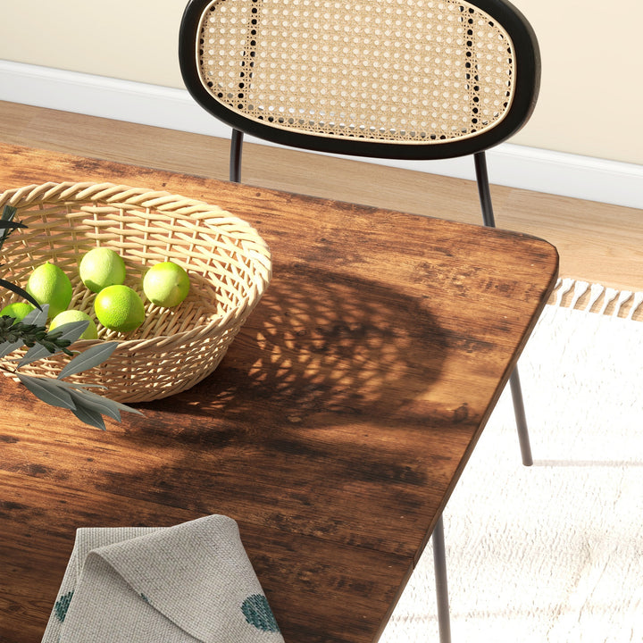 Foldbart spisebord, mobilt foldebord til 6 personer, med hylde, lasteevne op til 50 kg, 130 x 80 x 74 cm, rødbrun