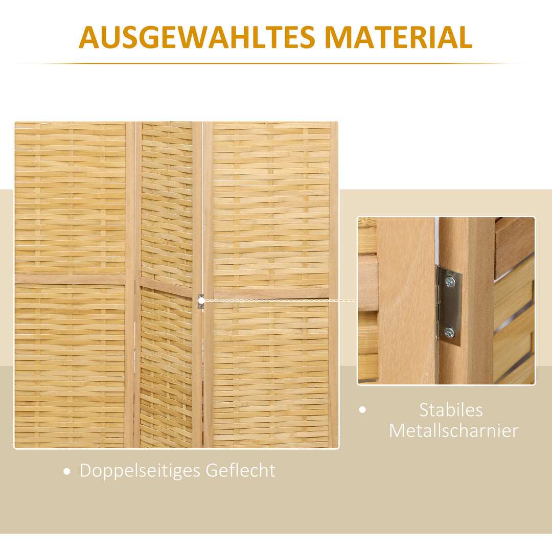 Rumdeler foldbar skillevæg privacy screen, bambus, 3-delt, 120 cm x 170 cm x 1,8 cm, naturlig