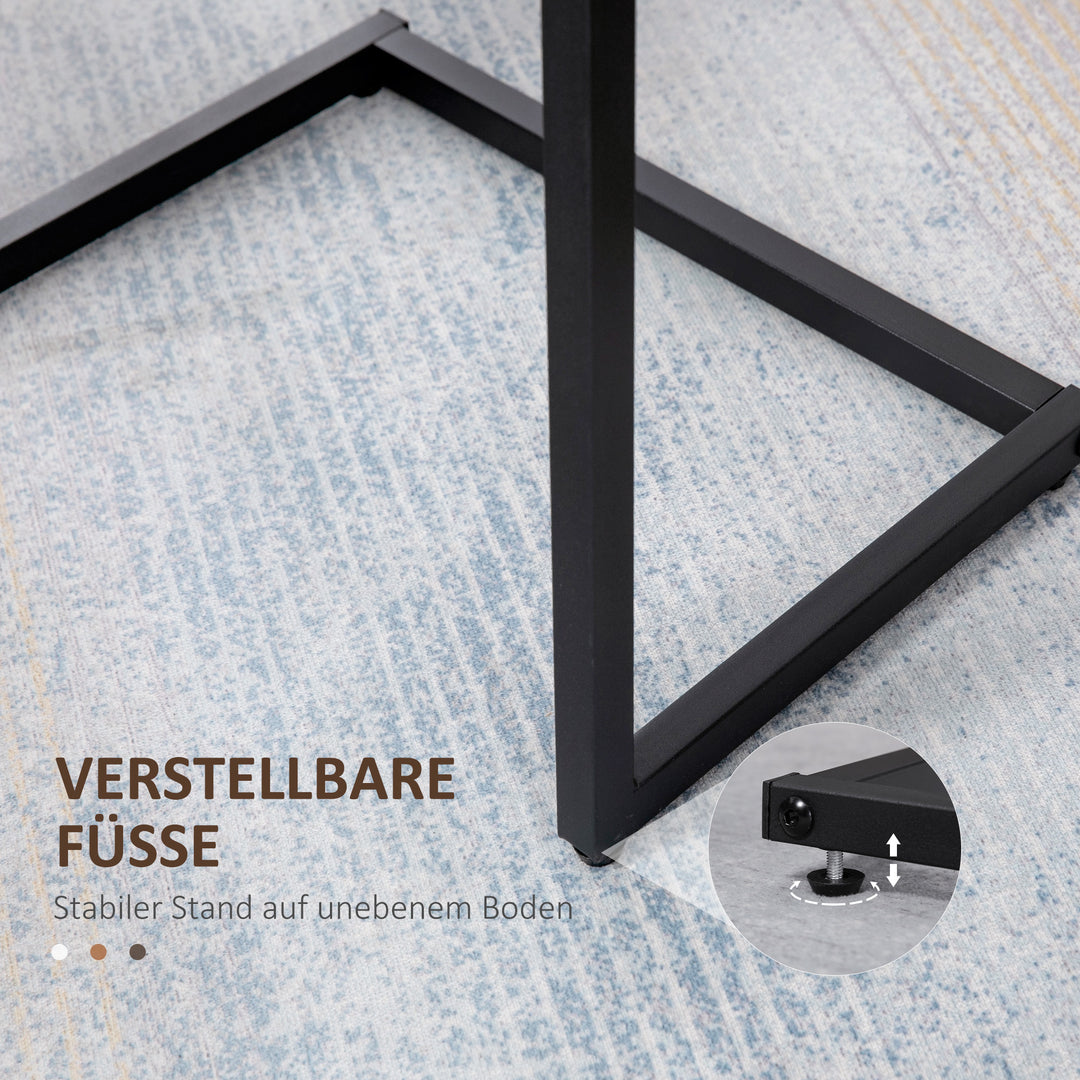 Indskudsborde, sideborde, sæt med 3, industrielt design, stålstel, brun + sort, 45 x 30 x 60 cm