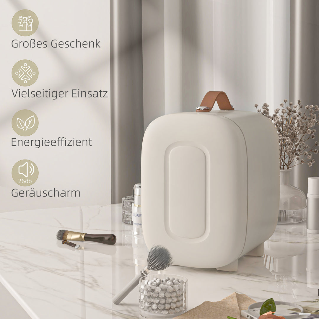 Minikøleskab beauty fridge, 4 l kapacitet, 20,3 x 26,3 x 28 cm, cremehvid