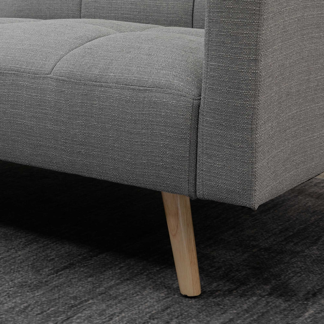 2-i-1 sovesofa 205 x 88 cm sofa med sengefunktion, sofa med siddehynder, hørlook grå