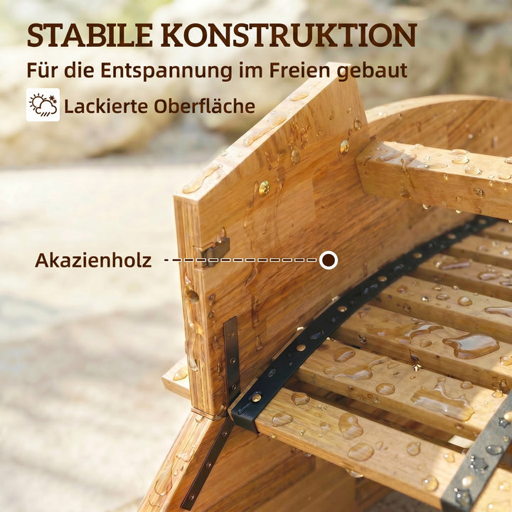 Solseng i akacietræ, foldbar, ergonomisk havestol med S-formet lameldesign, 60 x 156 x 77 cm