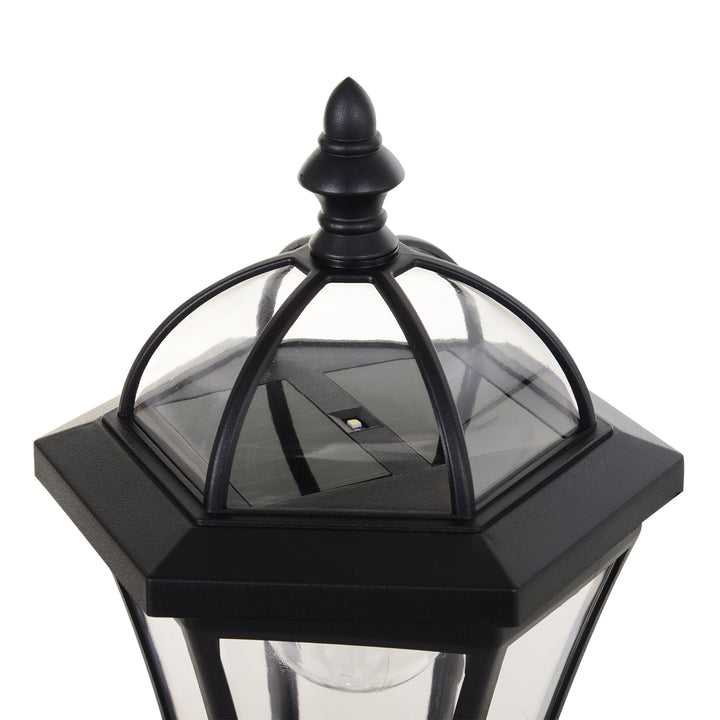 Solcelledrevet havelanterne sæt med 2, vejrbestandig stilampe 129 cm høj, med led, 6 timers lys, ip44, solcellelampe til udendørs brug, sort