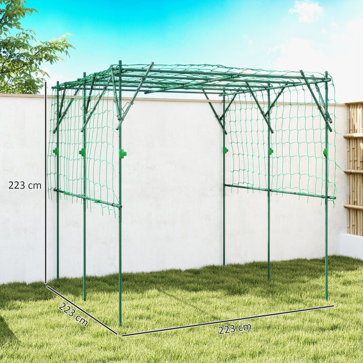 Stålespalier til stikkontakt, rustfri, klatrehjælp til klatreplanter, espalier, 223 x 223 x 223 cm, rosenbue, grøn