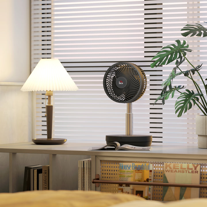 Ventilator, klimaanlæg med genopladeligt batteri, fjernbetjening, justerbar, sort