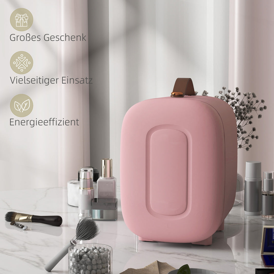 Minikøleskab beauty fridge, 4 l kapacitet, 20 x 26 x 28 cm, lyserød