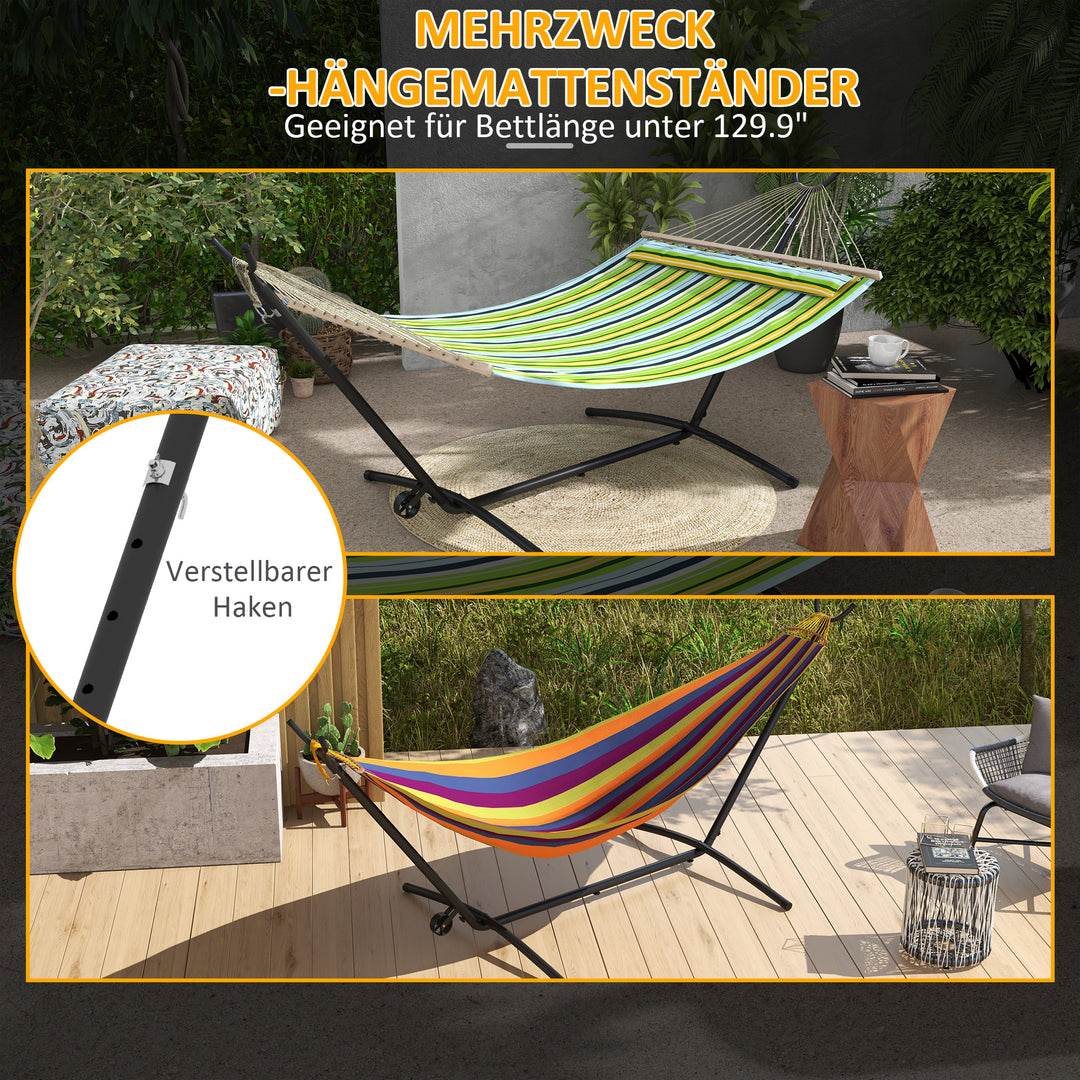 Hængekøjestativ, vejrbestandig, justerbar størrelse, 290 cm x 120 cm x 115 cm, sort