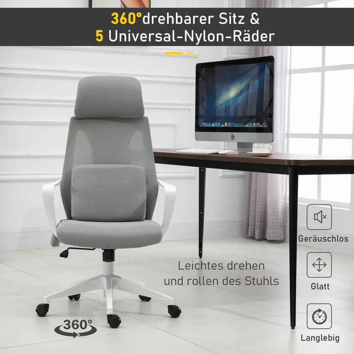 Kontorstol, højdejusterbar drejestol, massagestol, ergonomisk lederstol med massagefunktion, spillestol, nylon, grå, 62 x 60 x 114-122 cm