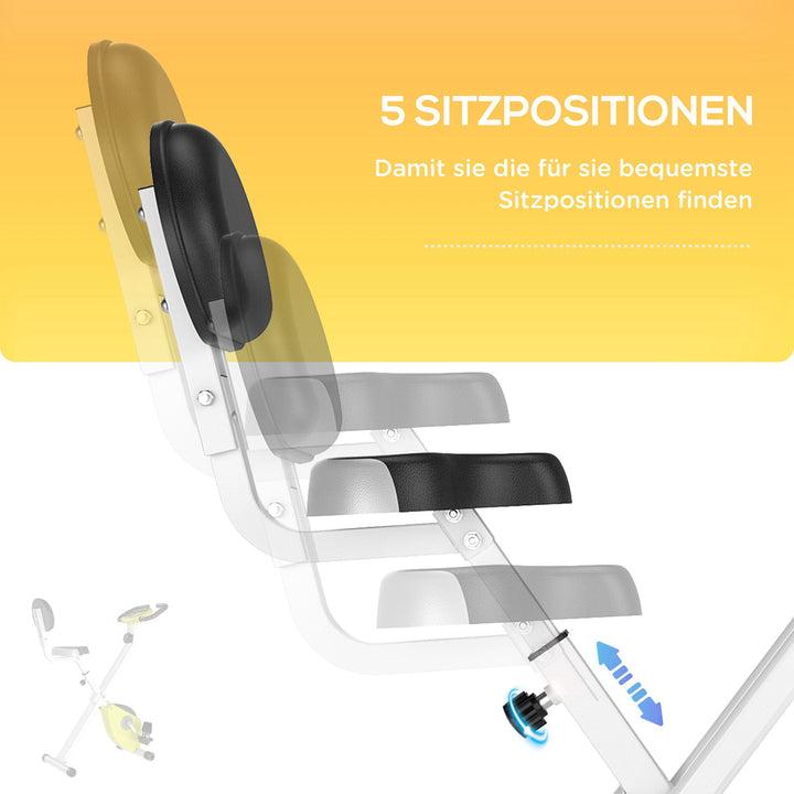 Motionscykel sammenklappelig magnetisk hjemmetræner med lcd-skærm, 8 niveauer justerbar magnetisk modstand, pladsbesparende fitnesscykler til hjemmet gul+hvid