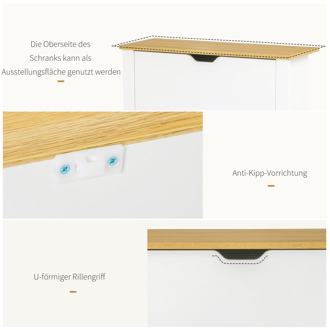 Skoskab med skoopbevaring, 2 rum, 12 par sko, 72 cm x 26 cm x 80 cm, hvid + brun