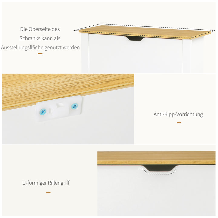 Skoskab med skoopbevaring, 2 rum, 12 par sko, 72 cm x 26 cm x 80 cm, hvid + brun