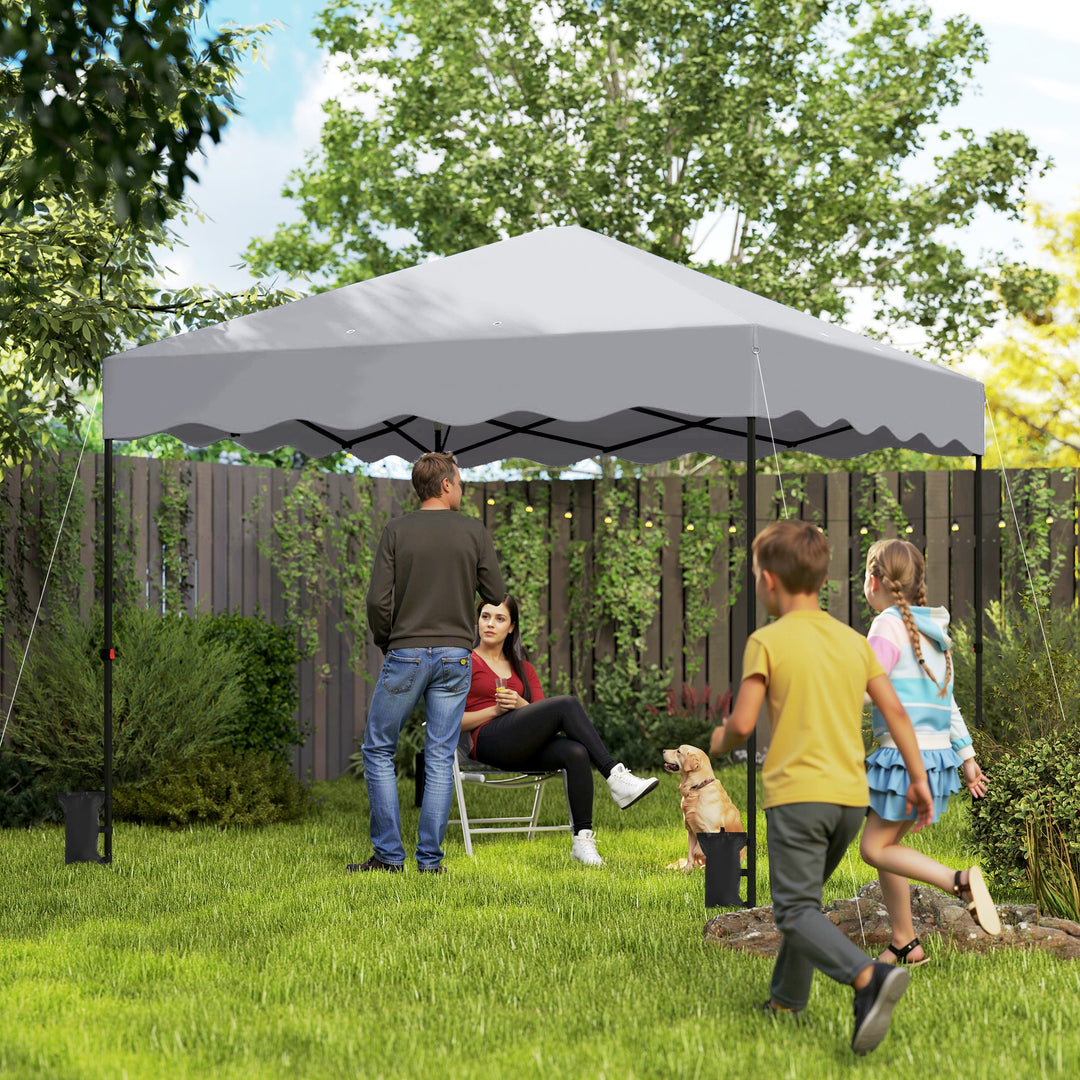 3 x 3 m pop-up pavillon, højdejusterbart havetelt, med rulletaske, til have, terrasse, metal, stof, lysegrå