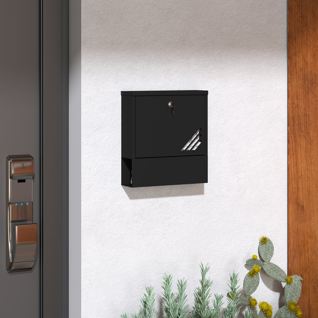 Postkasse med vindue, vægmonteret, aflåselig, rust- og vejrbestandig, grå