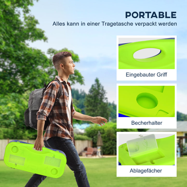 Badmintonnetsæt volleyballnetsæt, 3-delt sæt, 400 cm x 22,4 cm x 155 cm, sort + blå + grøn