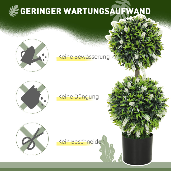 Sæt med 2 kunstige planter, uv-resistent kunstig plante i en urtepotte, 70 cm stueplante til stue, have