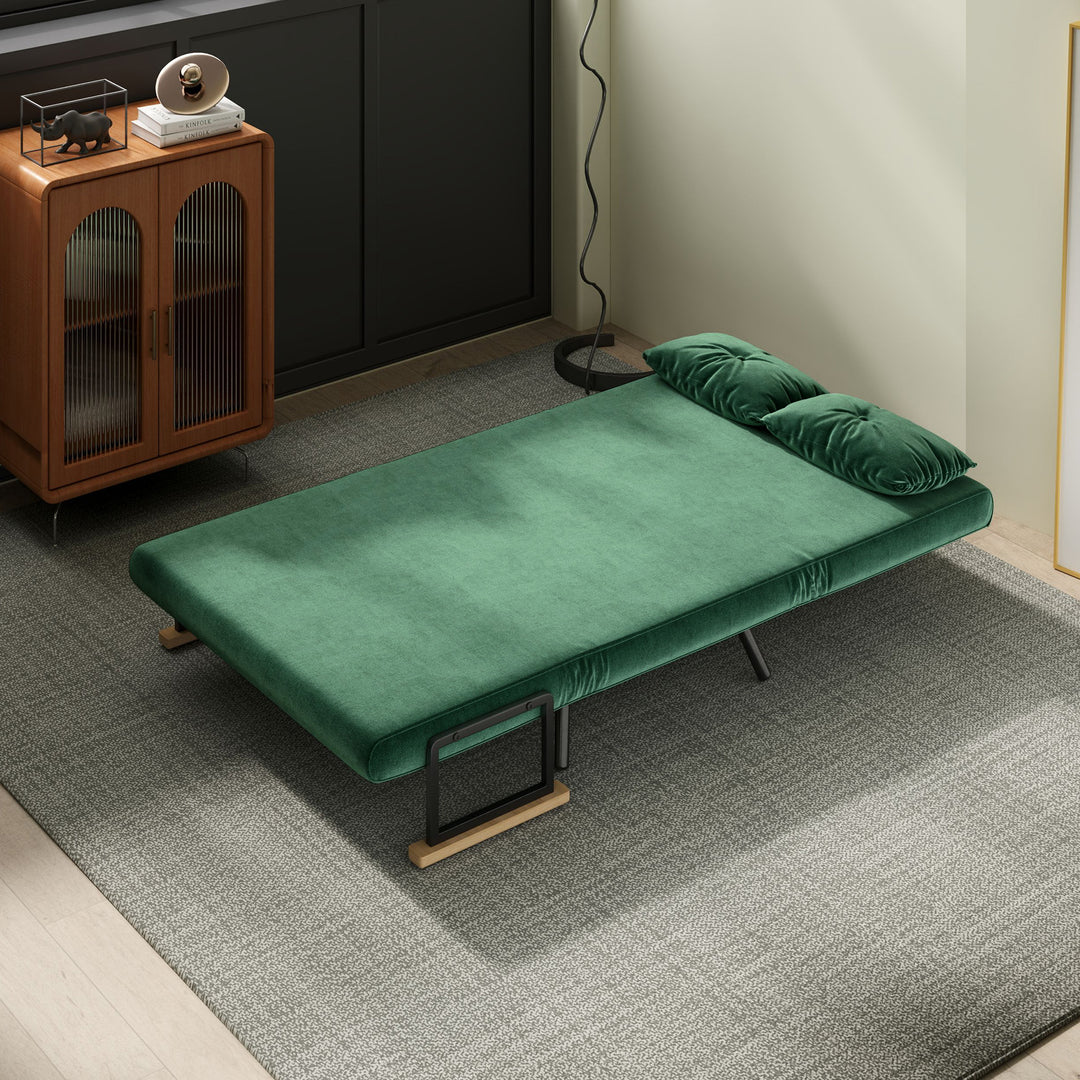 4-i-1 sovesofa med sovefunktion, fløjlslook, 183x98,5 cm, grøn