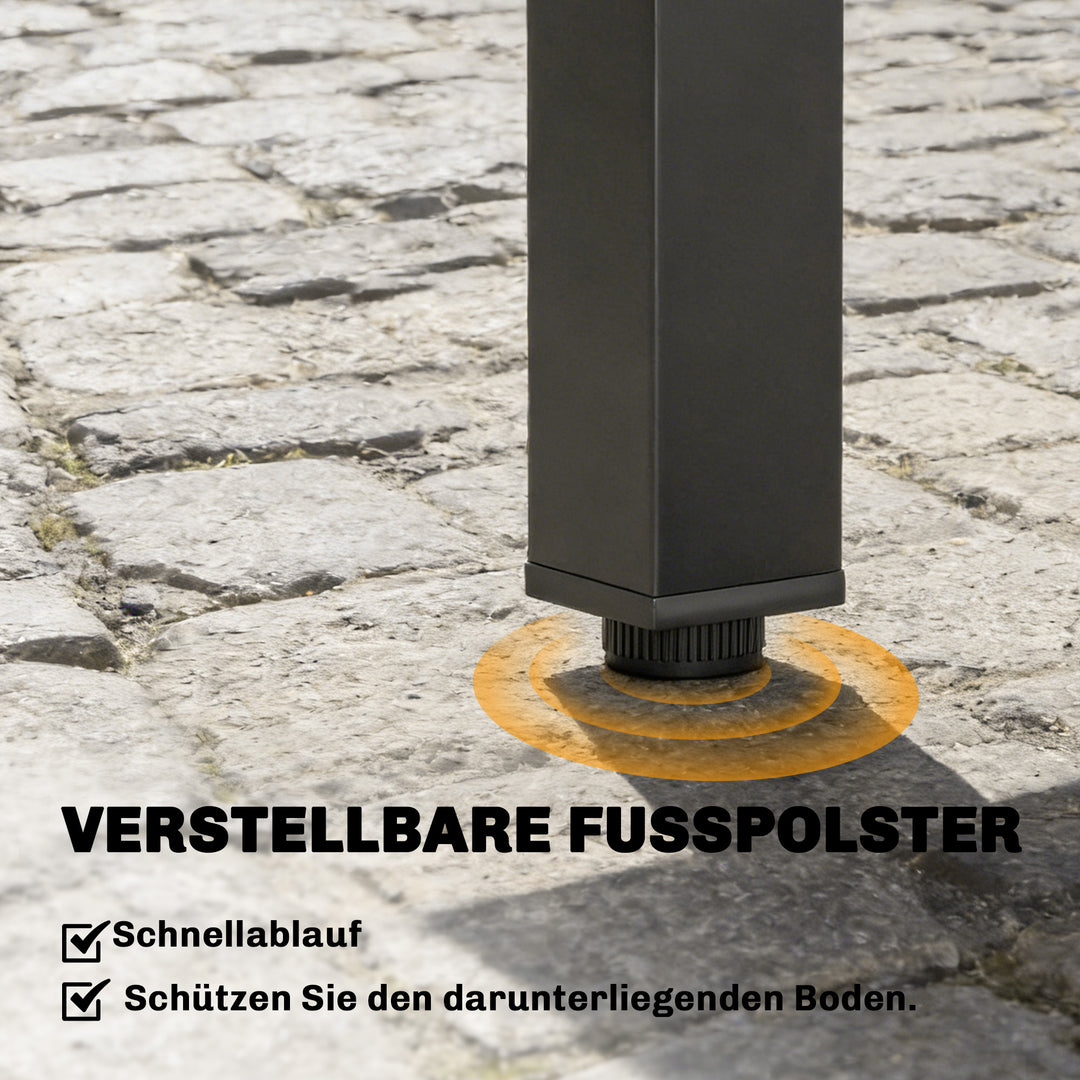 Udtrækkeligt havebord, 80/160 x 80 cm, aluminiums spisebord til 4-6 personer, rektangulært med lamelplade
