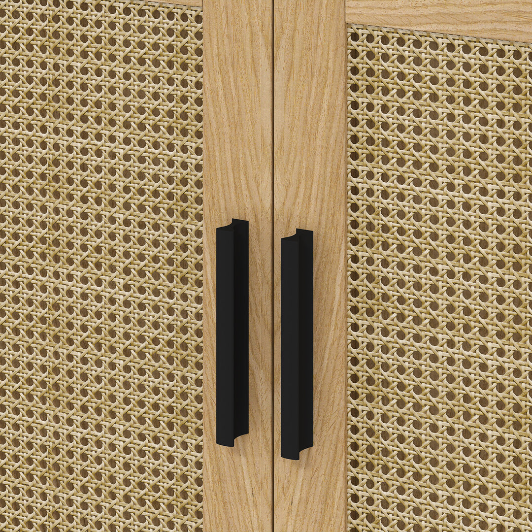 Badeværelsesskab, boho design, badeværelsesskab, rattanelementer, med u-snit, eg