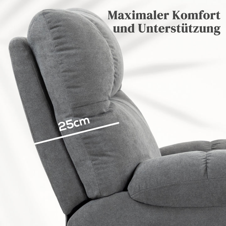 Løftestol til seniorer, med lænefunktion, inklusive fjernbetjening, 144 cm x 91 cm x 88 cm, grå