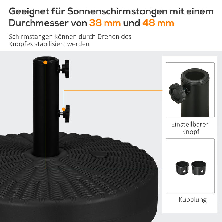Parasolstativ/parasolholder, vejrbestandig, fyldbar, Ø51 x 36H cm, sort