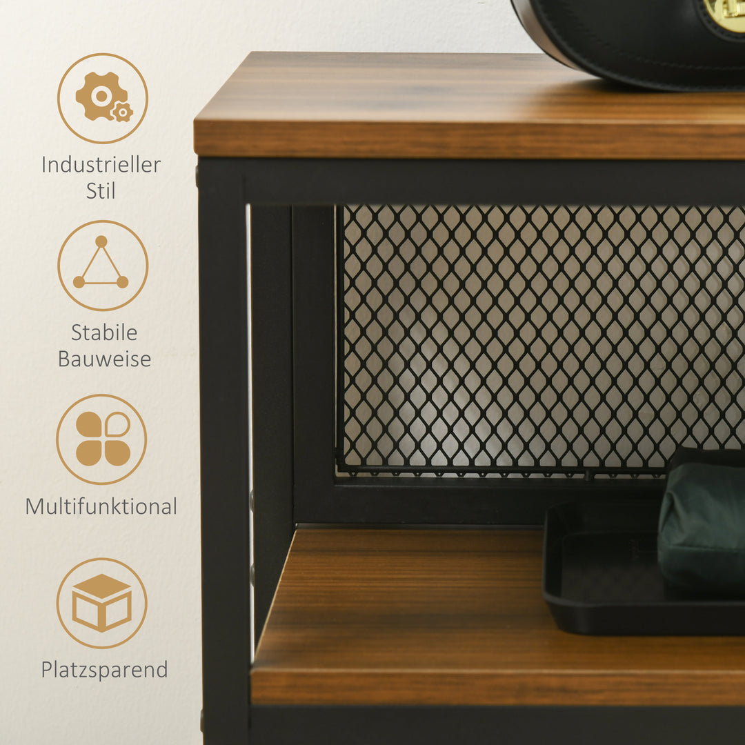 Skænk konsolbord entrehylde, industridesign, 100 cm x 29,5 cm x 90 cm, brun + sort