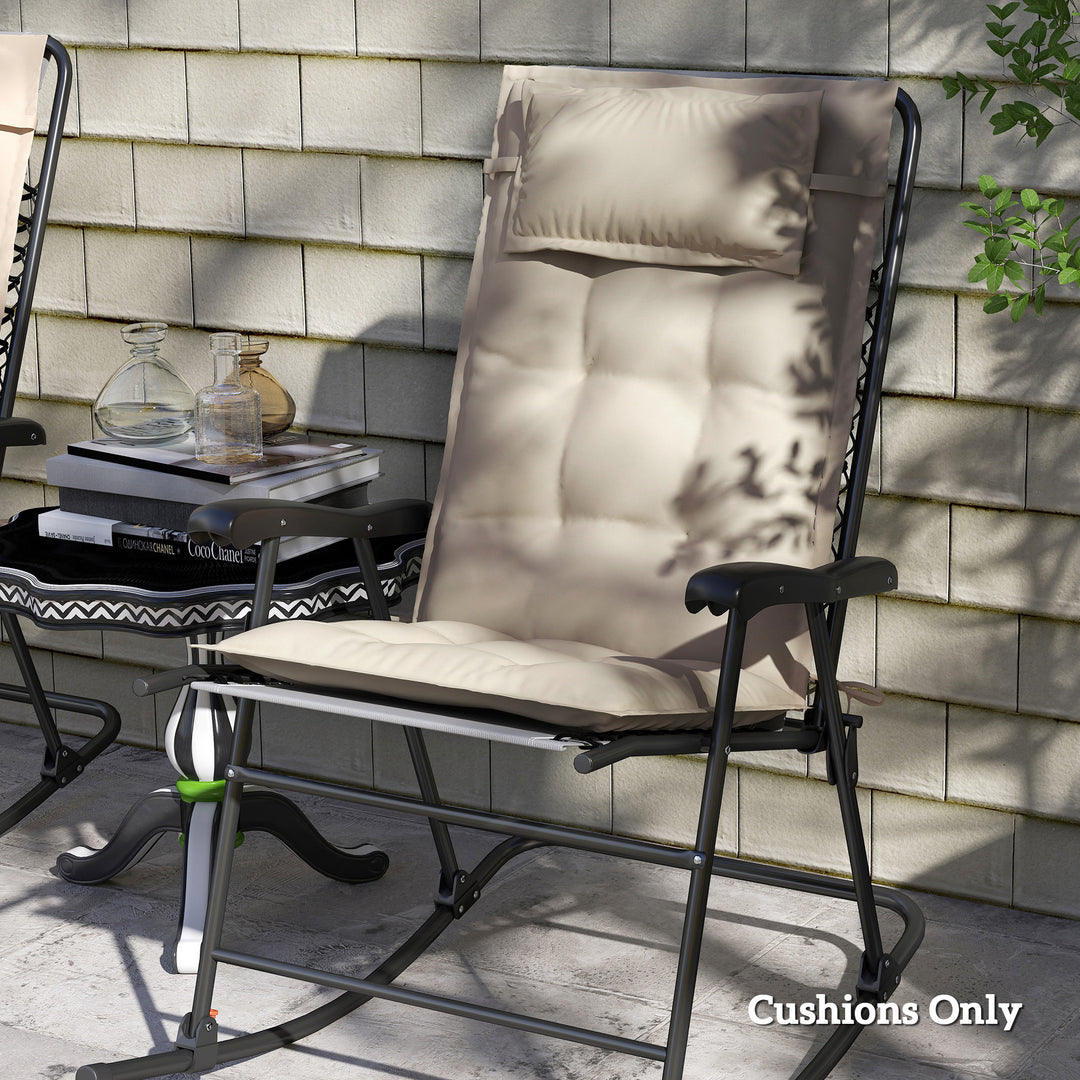 Sæt med 2 hynder til liggestol, vandafvisende hynde til haveliggestol, hynde 50x116x5 cm, beige