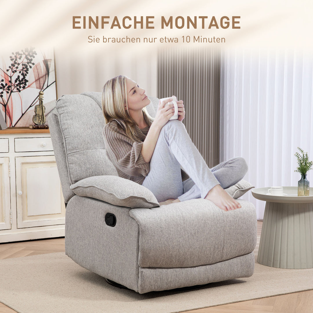 Lænestol med justerbar ryg, komfortabel, 89x101x105 cm, grå