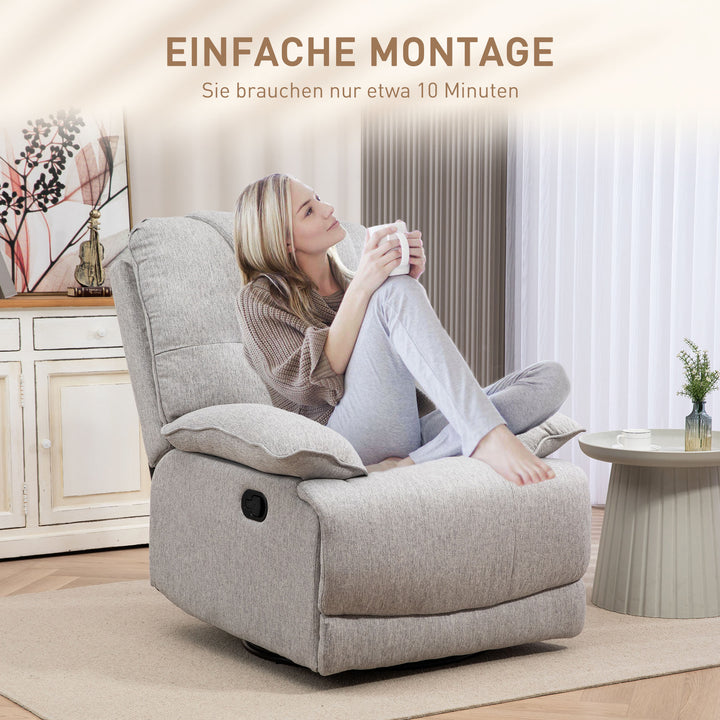 Lænestol med justerbar ryg, komfortabel, 89x101x105 cm, grå