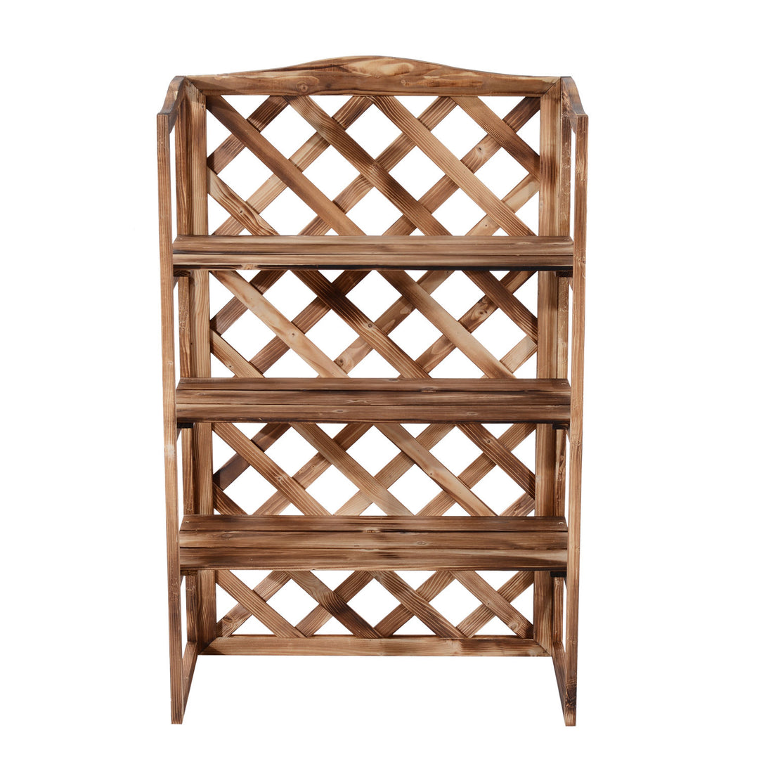 Blomsterstativ blomsterhylde plantehylde blomsterbænk 3 etager grantræ (model 8)