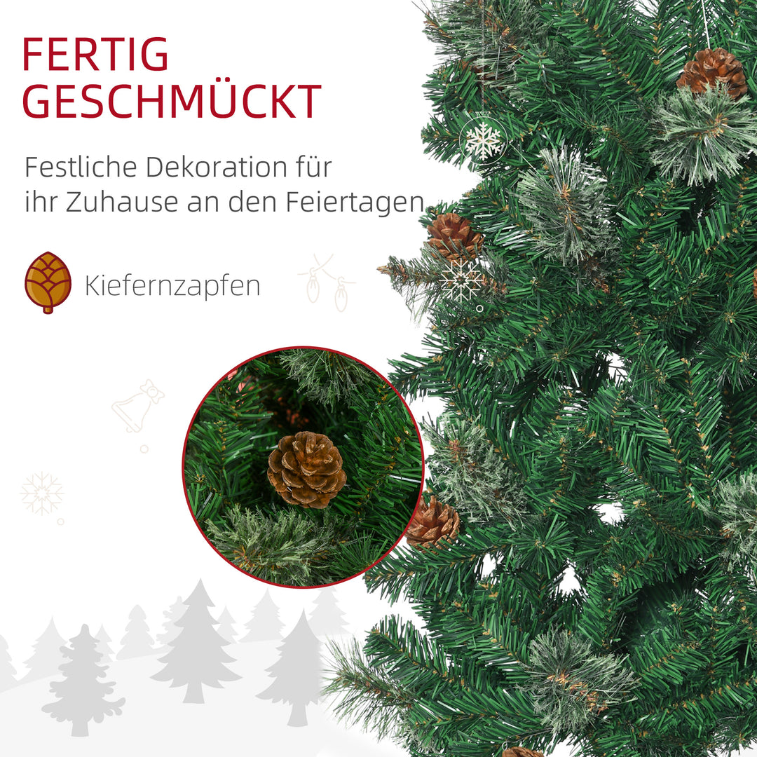 Kunstigt juletræ, slankt, kogledesign, flammehæmmende, 54 x 195 cm, grønt