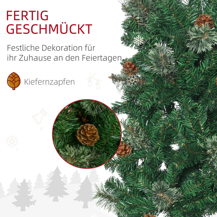 Kunstigt juletræ, slankt, kogledesign, flammehæmmende, 54 x 195 cm, grønt