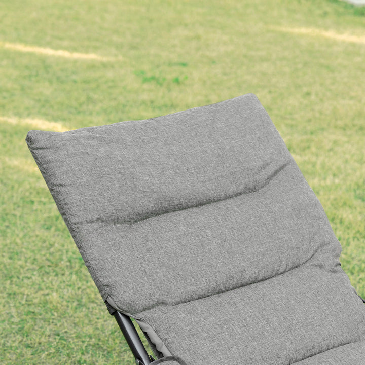 Metal havestol, klapstol med aftagelig hynde, vejrbestandig, foldbar, campingstol, liggestol, 120 kg vægtkapacitet, siddepladser til have, terrasse, balkon, 66B x 94D x 79H cm, grå