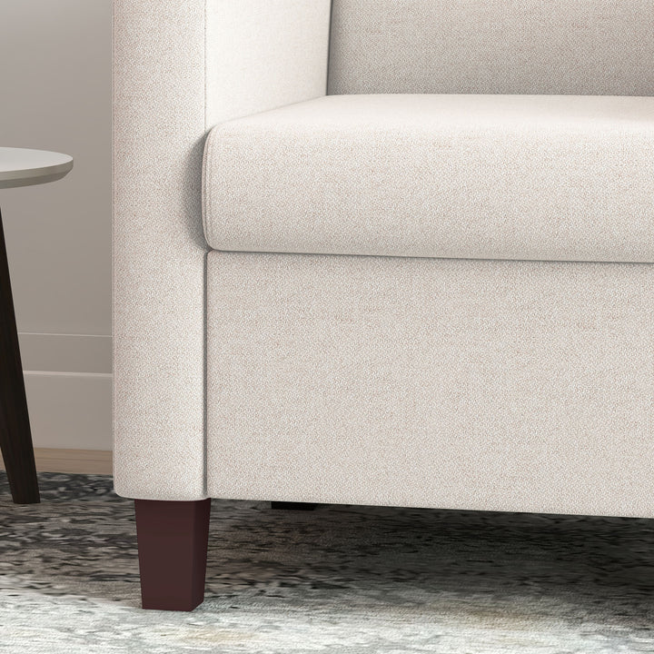 Polstret lænestol i linnedlook, skum, sædehynde, træstel, cremehvid