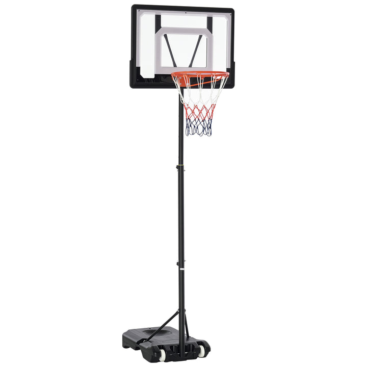 Basketballstativ med hjul 83x55cm bagplade, mobil basketballkurv med stativ, justerbar kurvhøjde 156 til 210 cm, basketballsystem til børn og teenagere, til udendørs brug