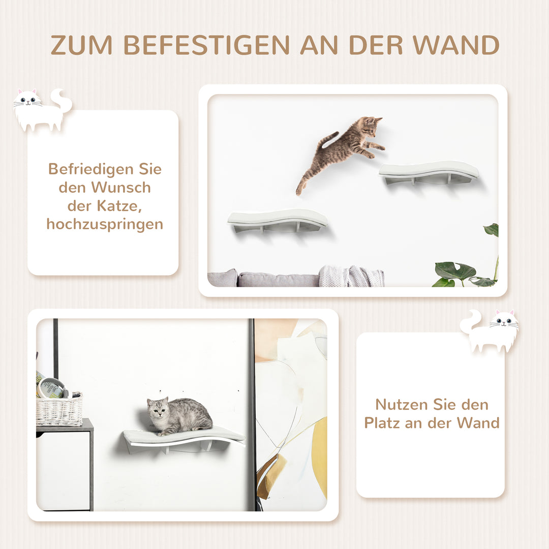 Katteklatrevæg kattehængekøje katteseng væg kattehylde vægmonteret kattemøbel plys mdf hvid 53 x 28 x 12 cm