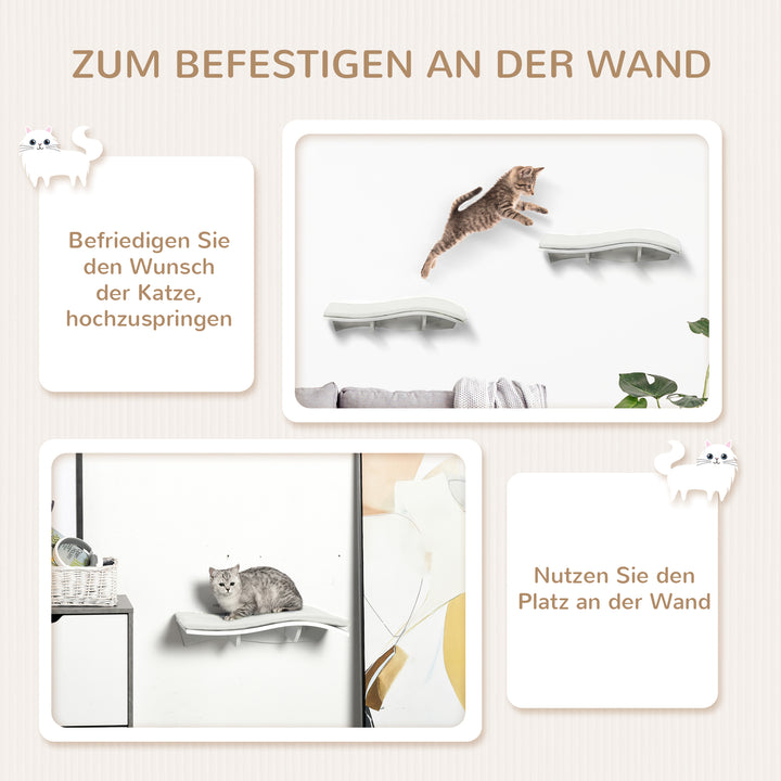 Katteklatrevæg kattehængekøje katteseng væg kattehylde vægmonteret kattemøbel plys mdf hvid 53 x 28 x 12 cm