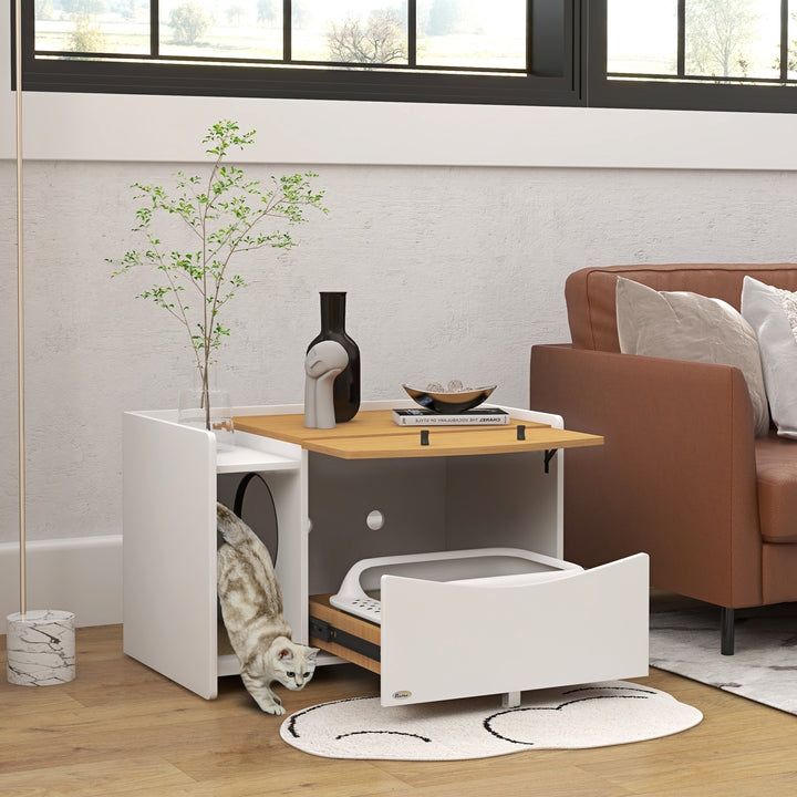 Kattebakke, udtrækkelig, skabsdesign, kattebakke, 78x50x51cm, eg/hvid