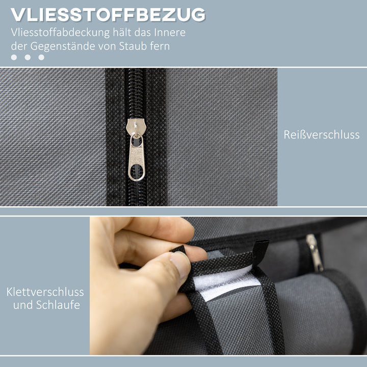 Stofgarderobe, opbevaringsløsning, 6 hylder, 1 bøjlestang, mørkegrå