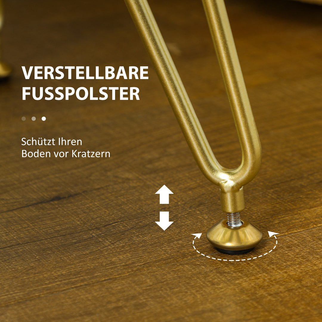 Moderne skammel med metalben og polstret sæde til stue, soveværelse, entré, cremehvid