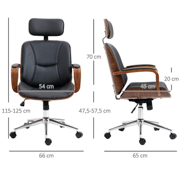 Ergonomisk kontorstol med høj ryglæn og aftagelig nakkestøtte til hjemmekontor, sort