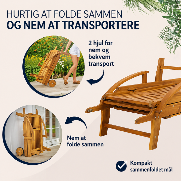 Smuk liggestol / solseng i akacietræ, naturfarvet - EOL