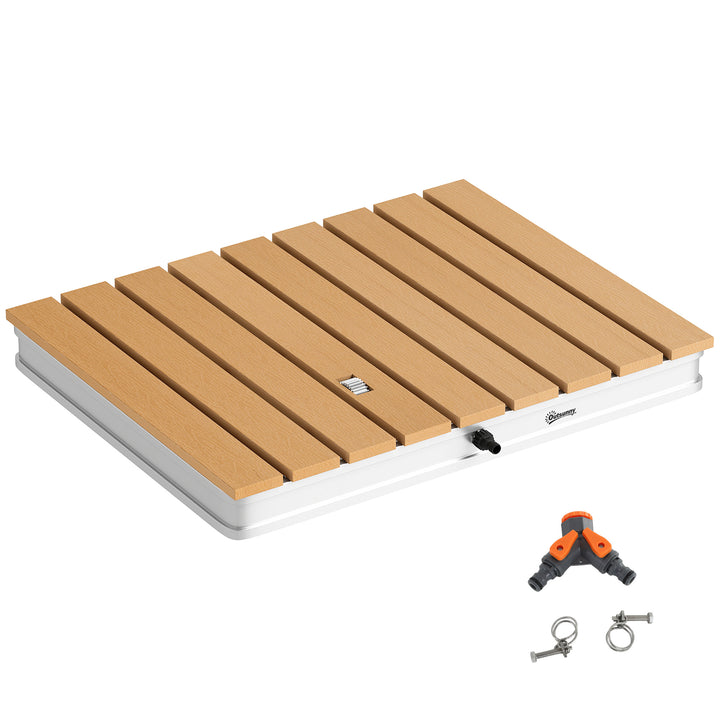 Gulvbruser havebruser med justerbart fodhjul aluminium op til 4 m fontænehøjde 70 x 55 cm naturtræ