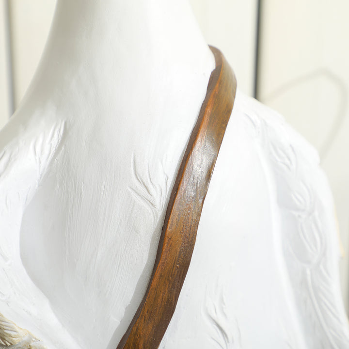 Urtepotte, svane med skuldertaske, vejrbestandig, 32 x 18 x 60 cm, hvid, brun