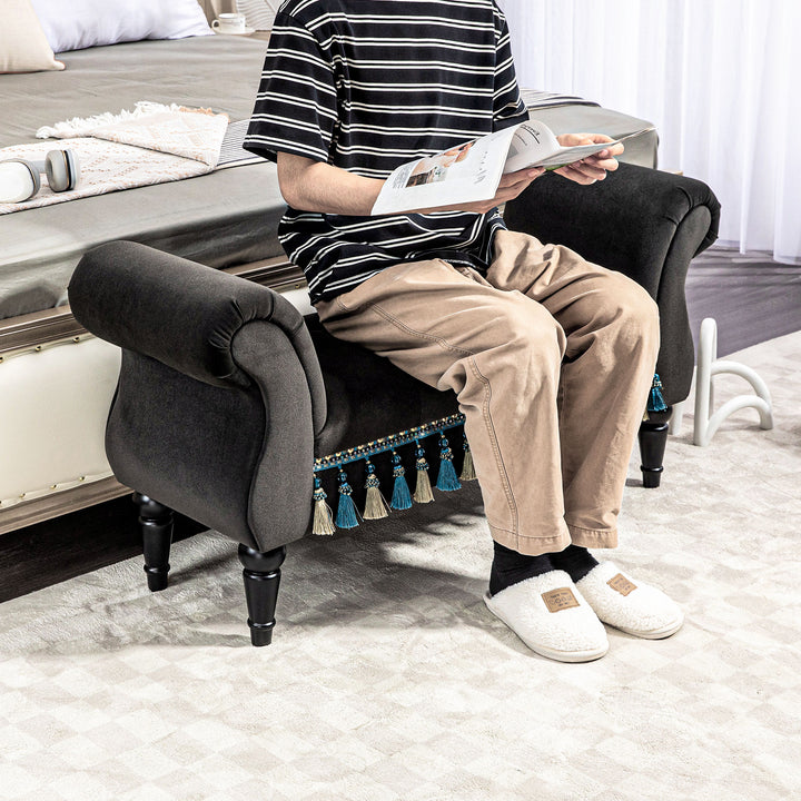 Polstret bænk, vintage design, op til 150 kg, 117 x 40 x 58 cm, mørkegrå