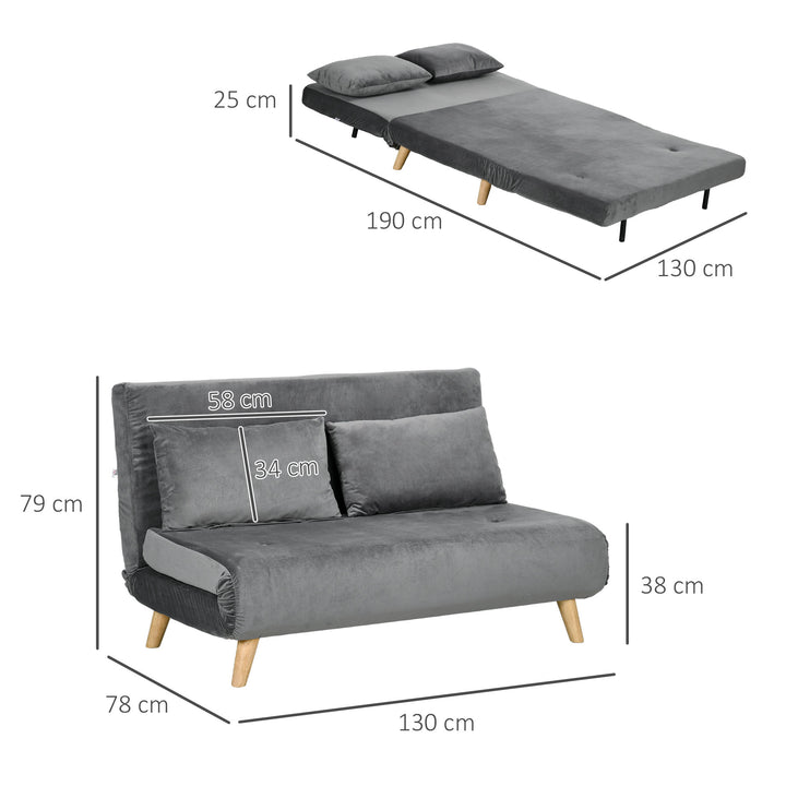 Sovesofa afslappende sofa, inkl. 2 puder, fløjlslook, 130 x 78 x 79 cm, grå