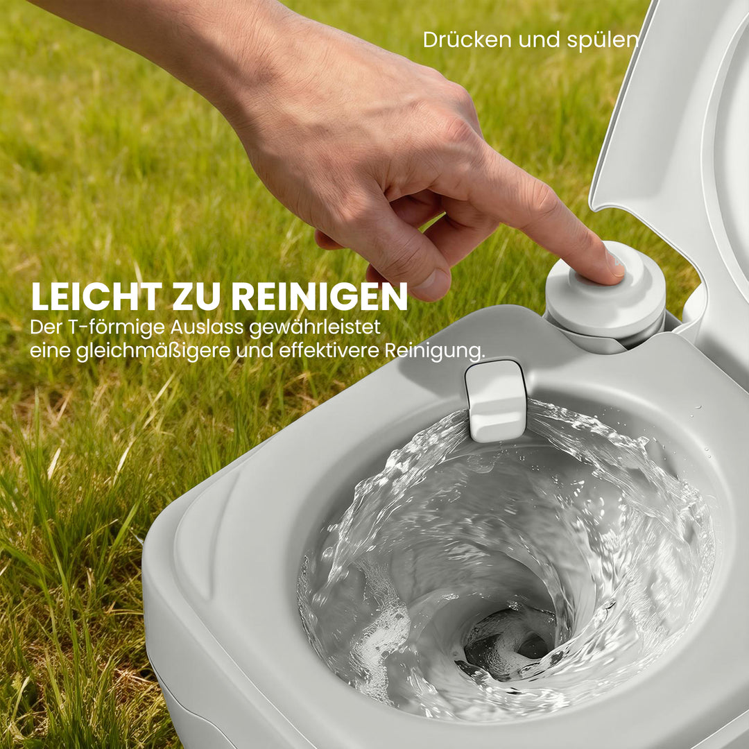 Campingtoilet, rejsetoilet, maks. lasteevne op til 147 kg, 20 l, til camping, vandreture, rejser, fiskeri, 41,5 x 36,5 x 42 cm, grå